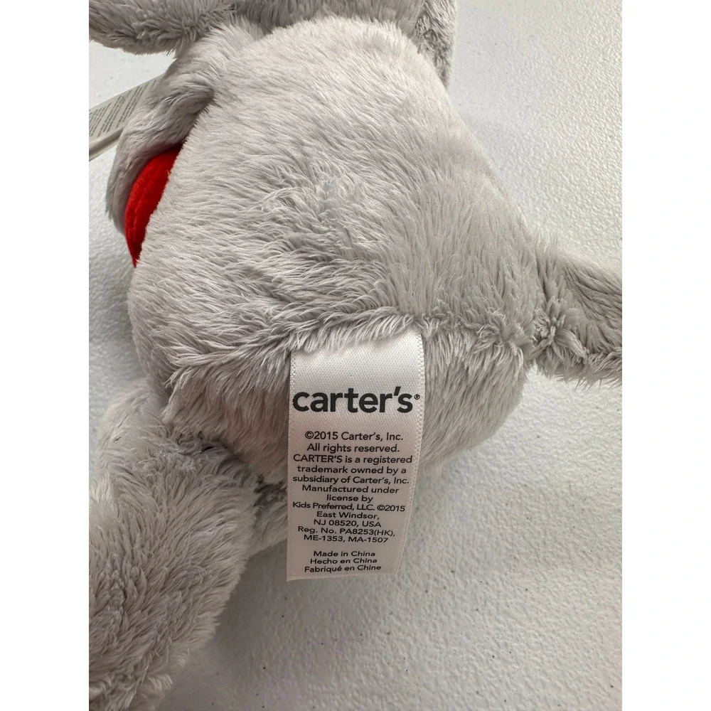 Carters‎ Grey Elephant Plush Red Heart Stuffed Animal 66845 2015 NWT